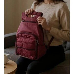 Lug Plum Purple Backpack With Adjustable Straps & Multiple Pockets For Women